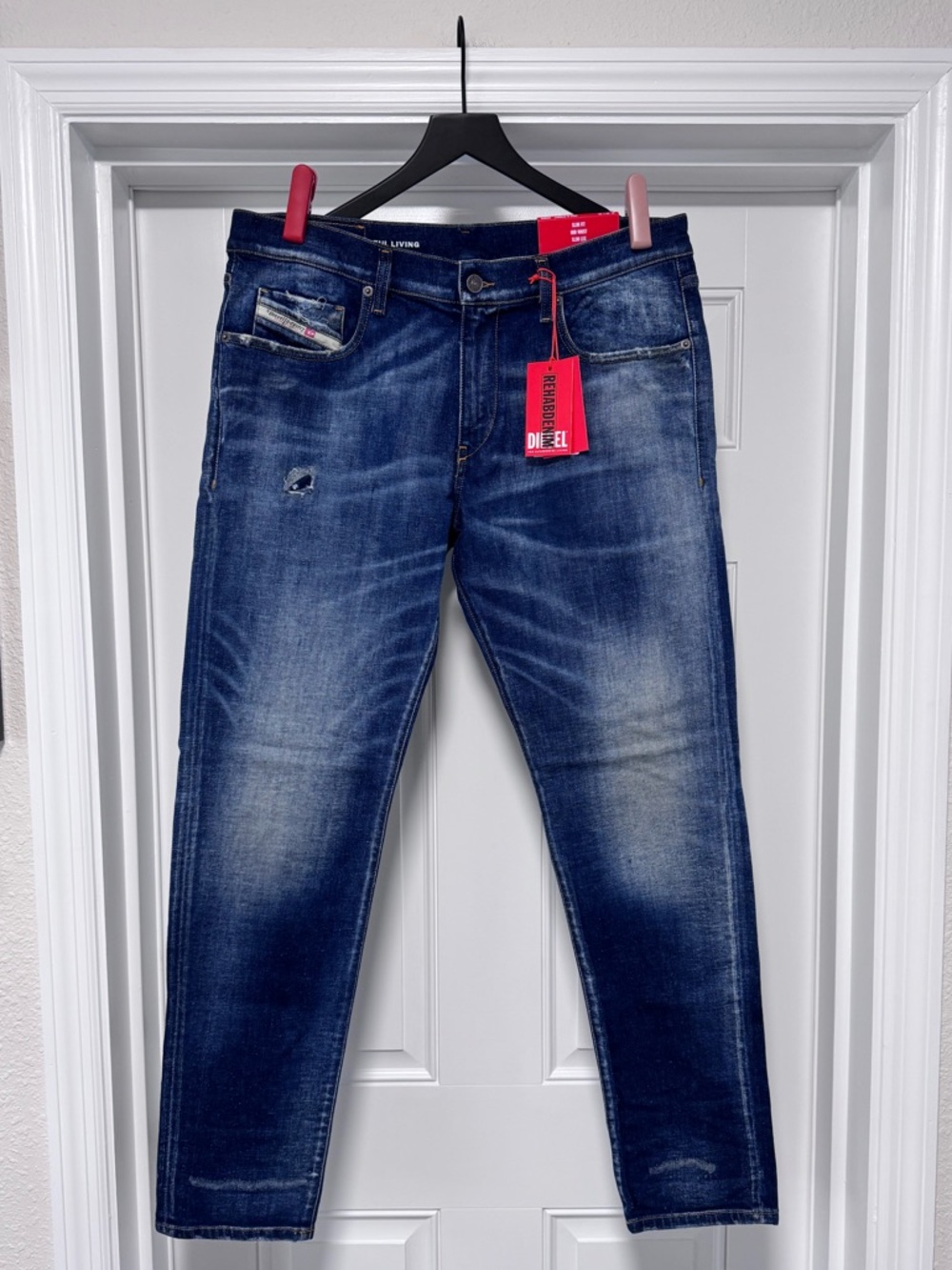 NWT Diesel D-Strukt Slim Fit Jeans Rehab Denim 09G89 Blue Wash 36x32